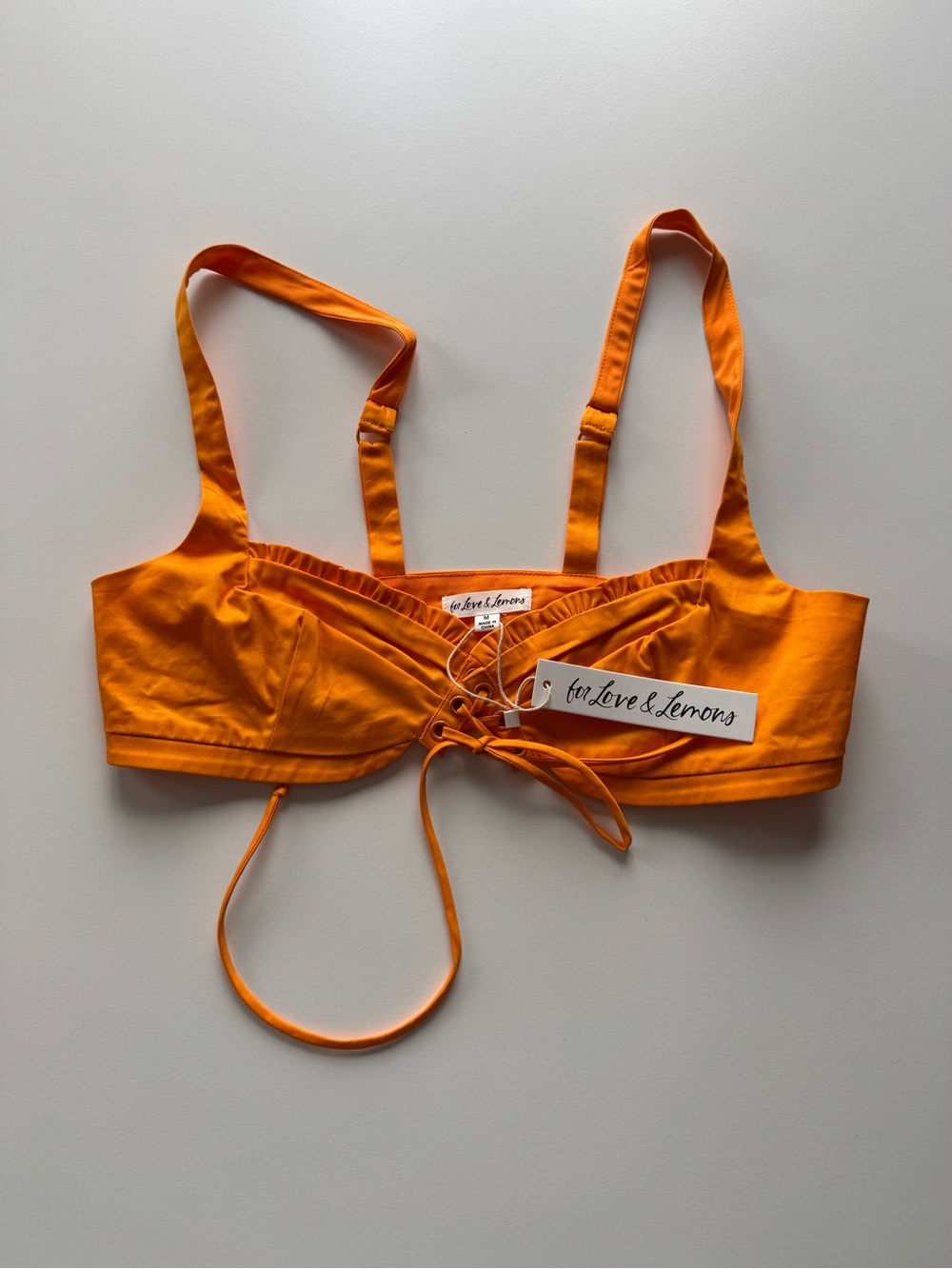 For Love And Lemons Bright Orange Lace-Up Bralette